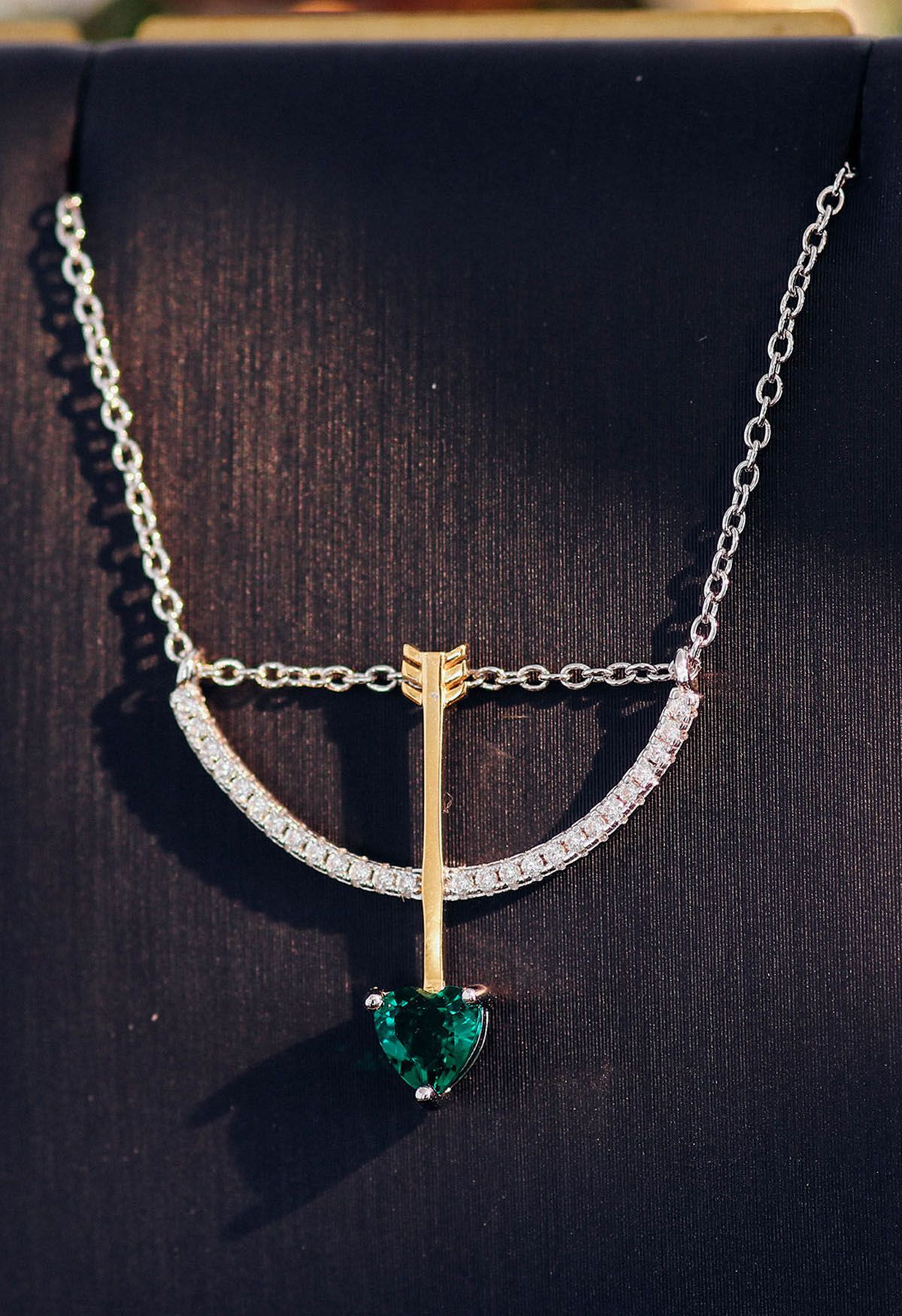 Cupid Arrow Emerald Gem Necklace