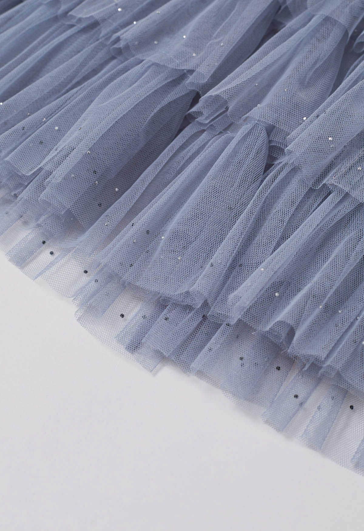 Glitter Swan Cloud Midi Skirt in Blue