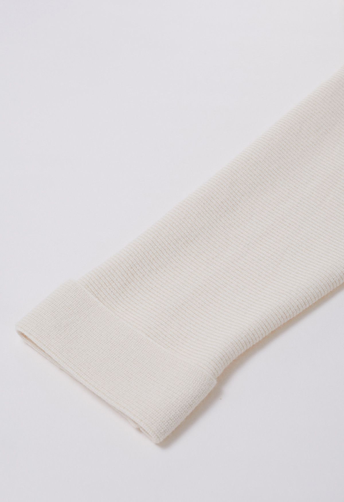 Notch Lapel Belted Longline Knit Cardigan in Ivory