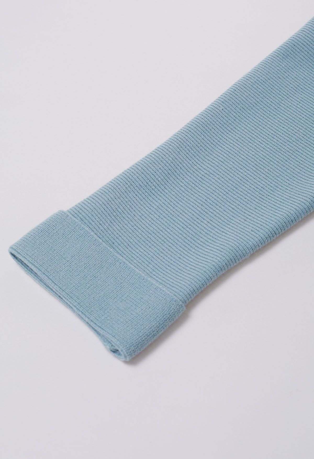 Notch Lapel Belted Longline Knit Cardigan in Blue