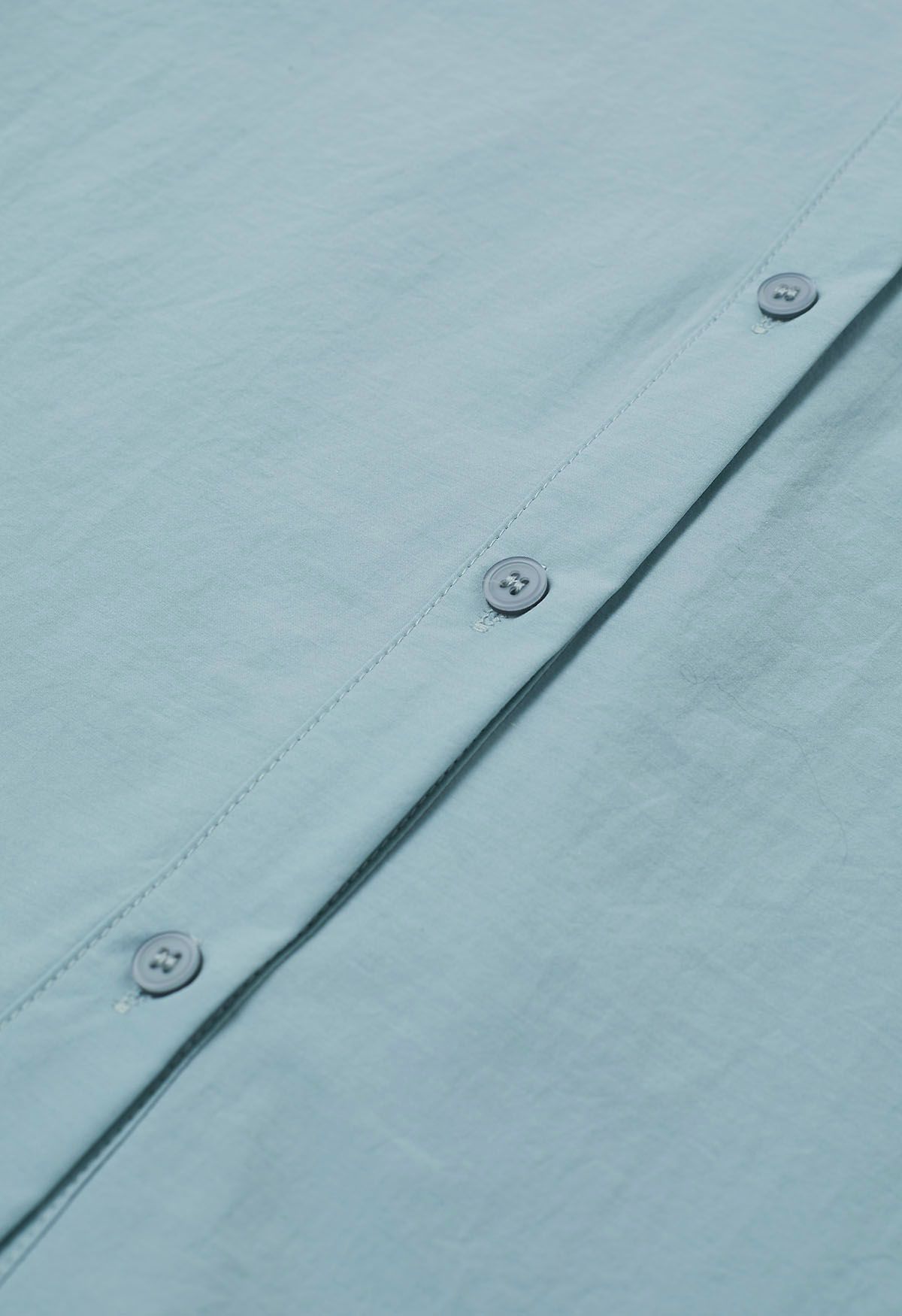 Asymmetric Hemline Pure Cotton Shirt in Blue