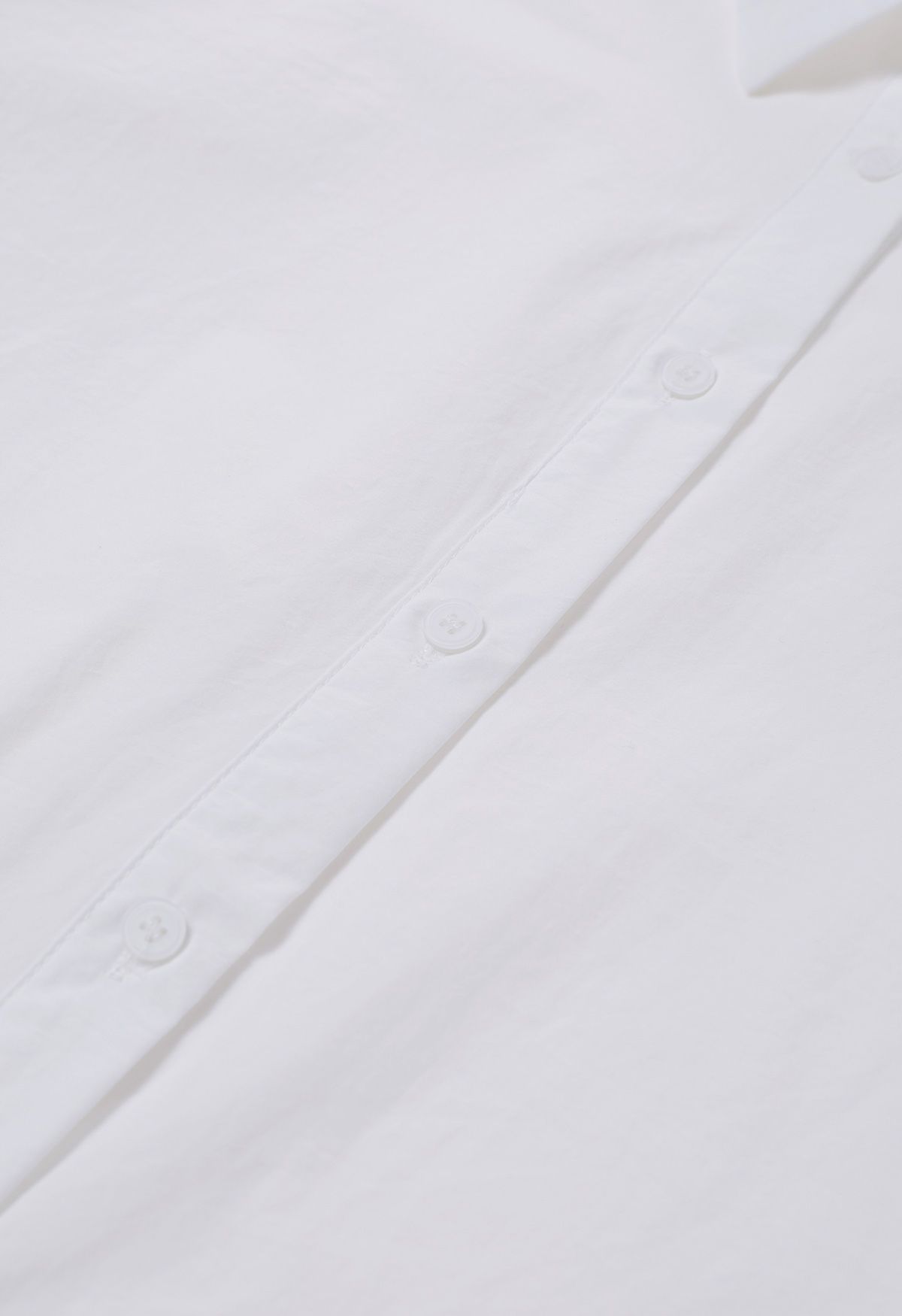 Asymmetric Hemline Pure Cotton Shirt in White
