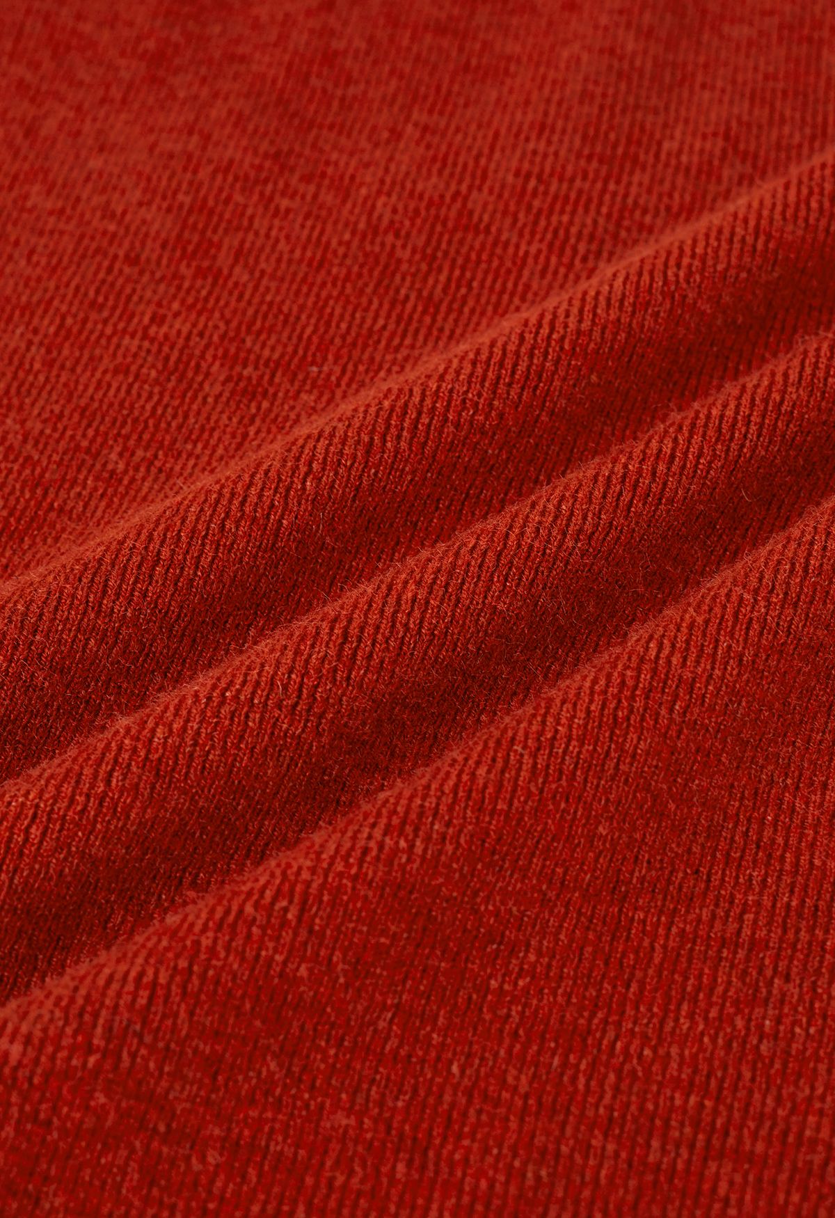 Seam Detail High Neck Slit Knit Top in Red