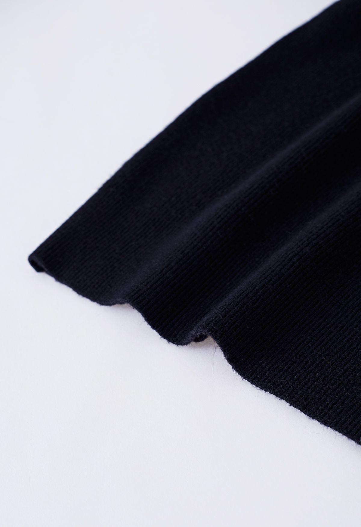Buttons Embellished Mock Neck Knit Top in Black
