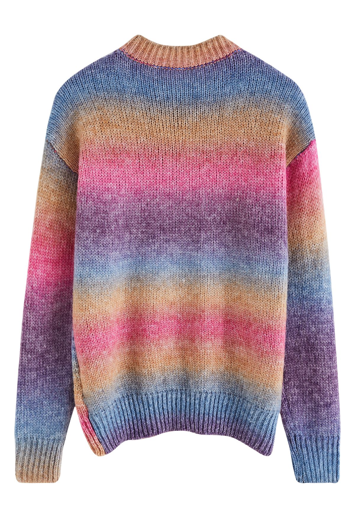 Ombre Rainbow Fuzzy Knit Sweater