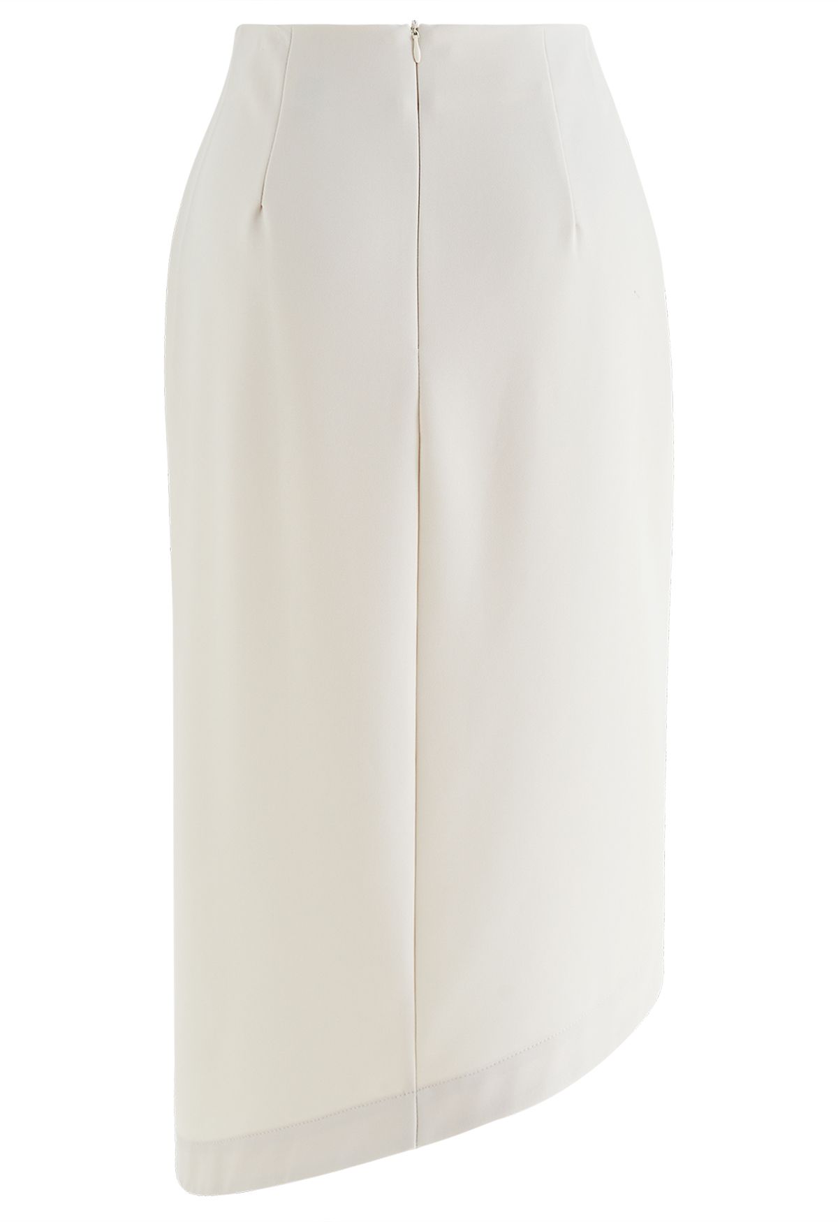 Oblique Tulip Hem Midi Skirt in Ivory