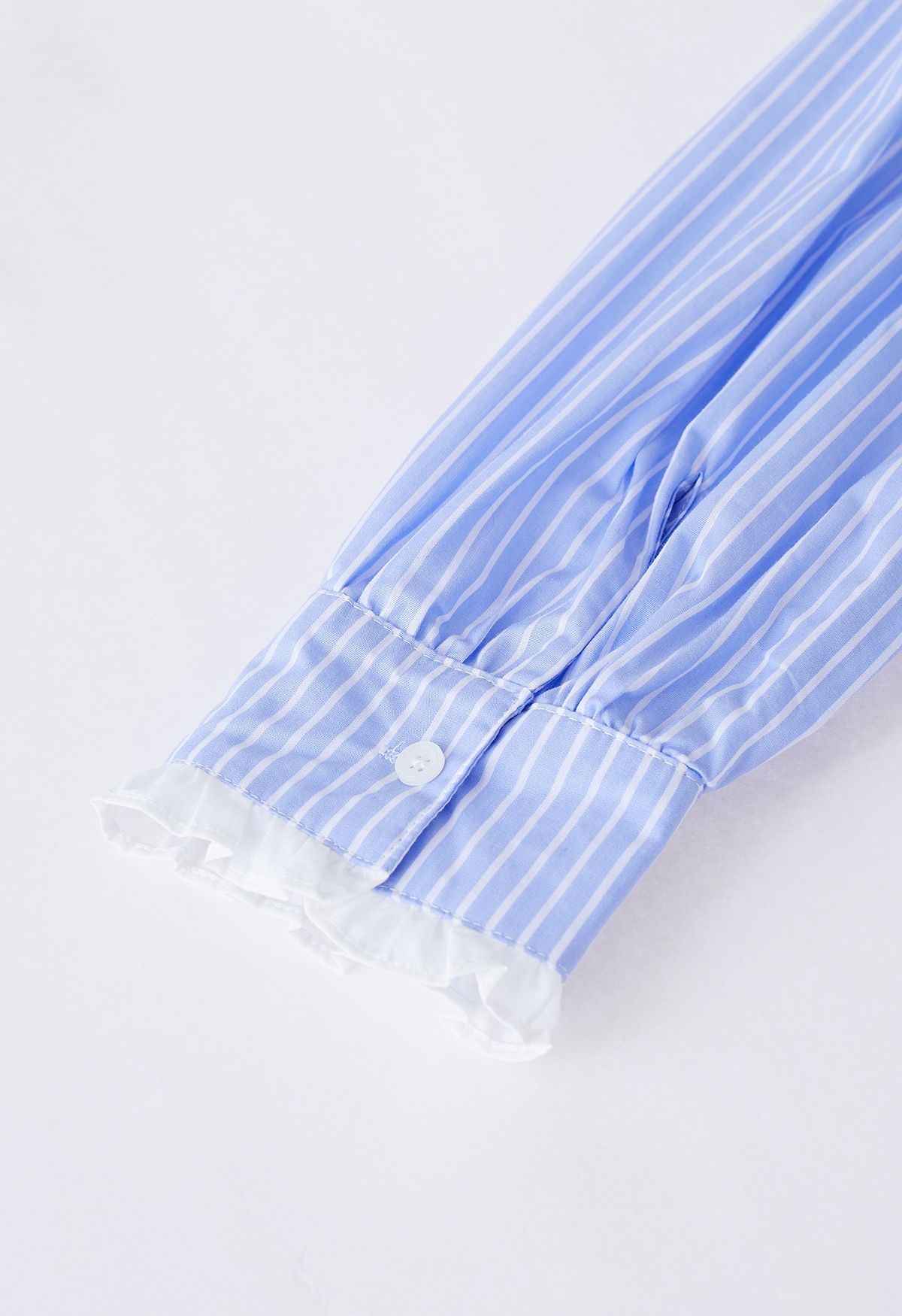 Ruffle Doll Collar Striped Shirt in Blue