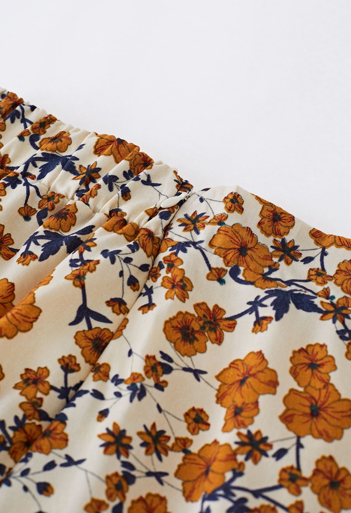 Sakura Flower Print Asymmetric Frilling Skirt