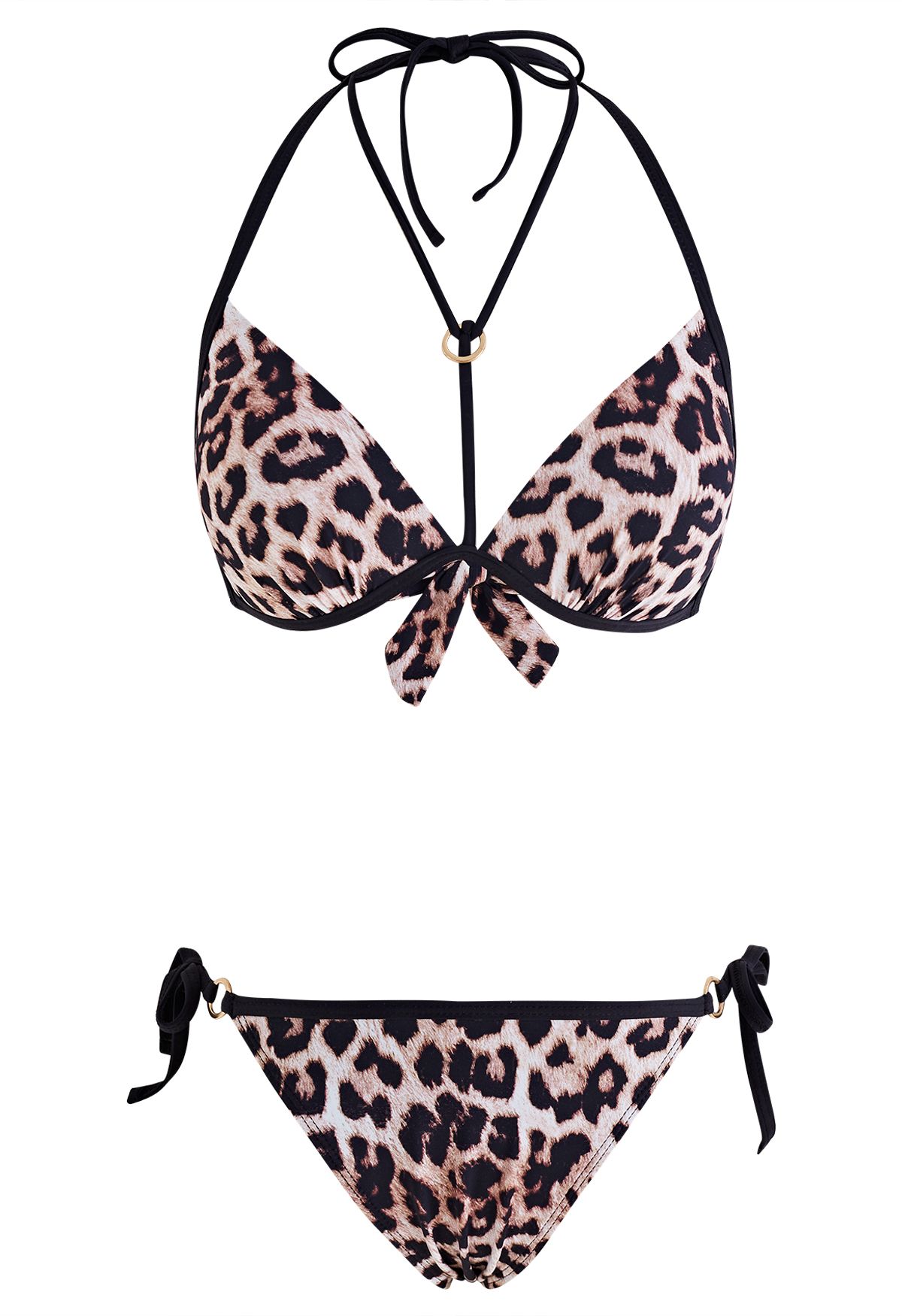 Animal Print Strappy Front Bikini Set