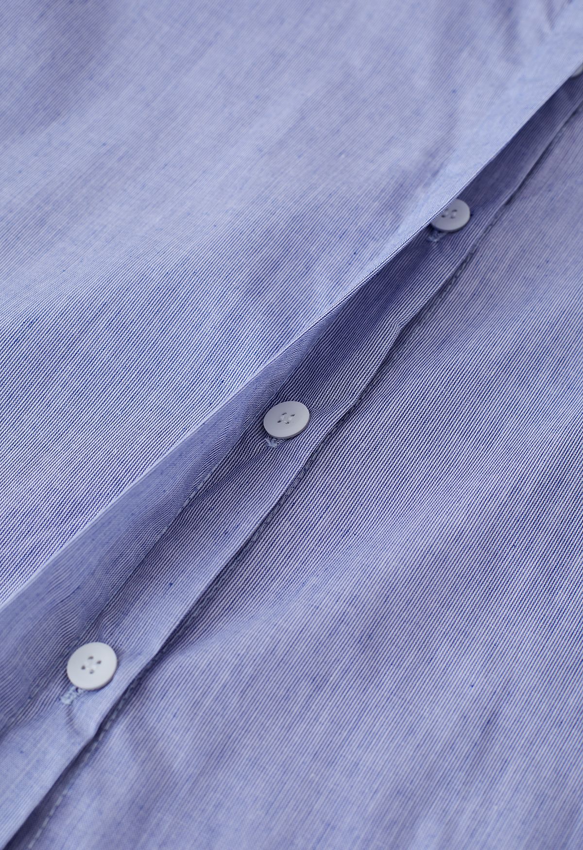Bubble Sleeve Pinstripe Cotton Shirt in Blue