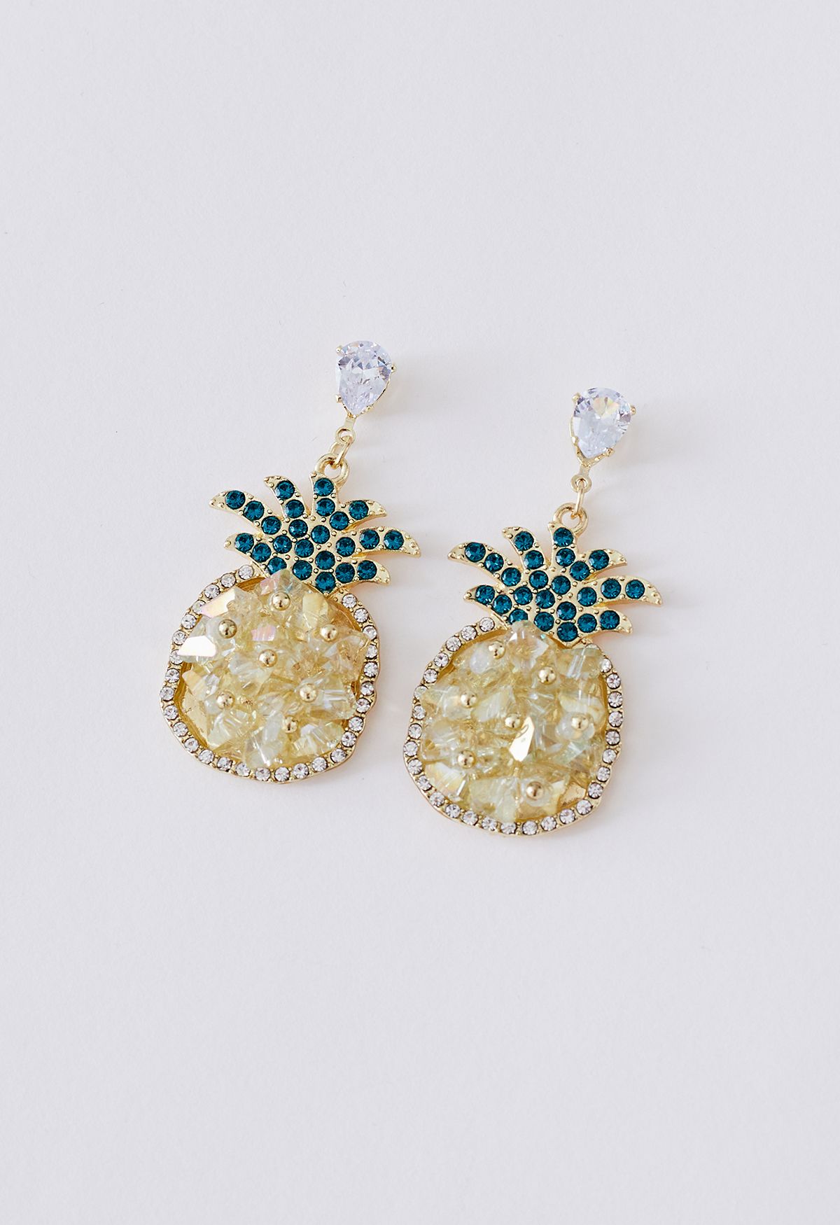 Glistening Pineapple Rhinestone Earrings