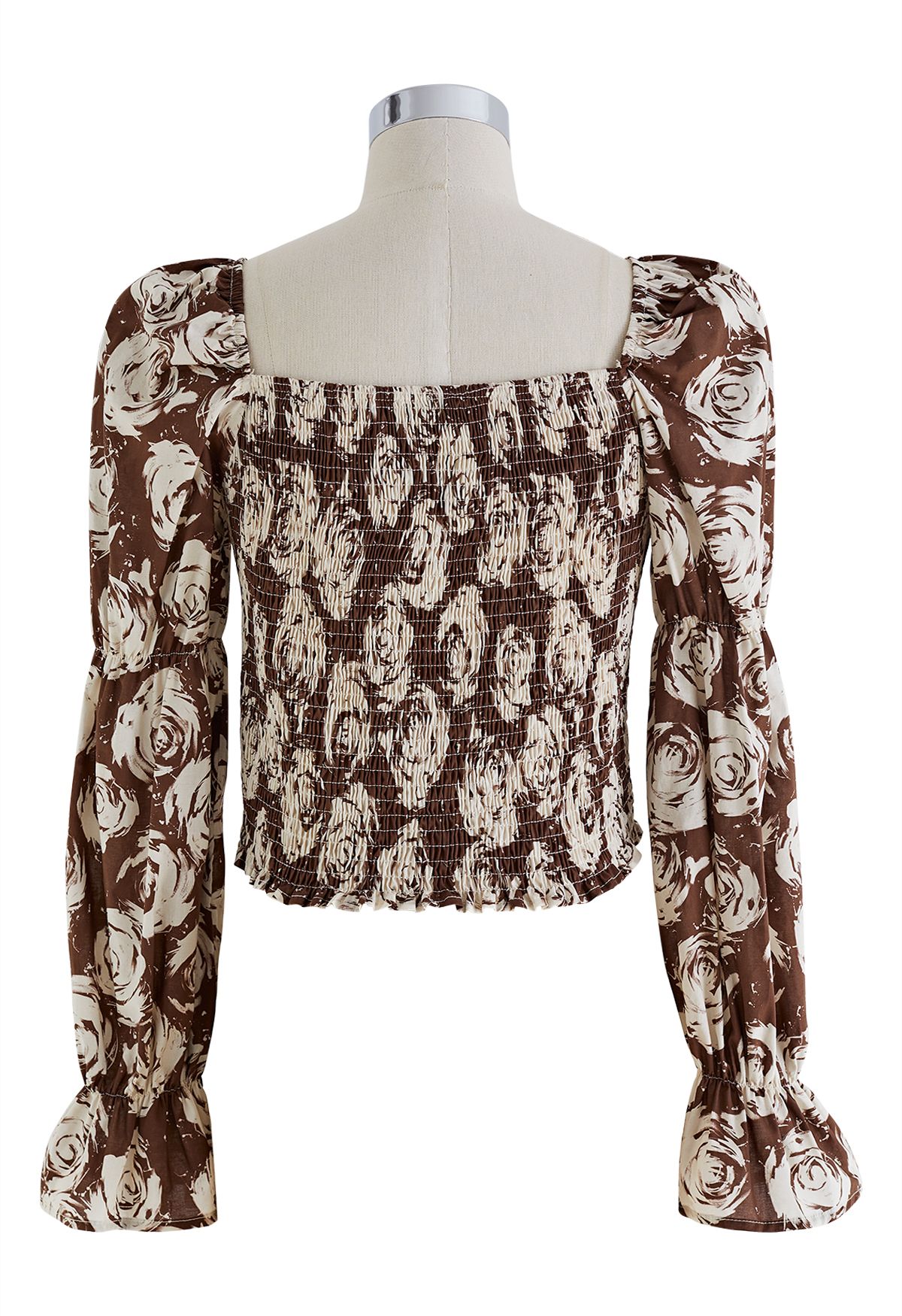 Vintage Rose Sweetheart Crop Top in Brown