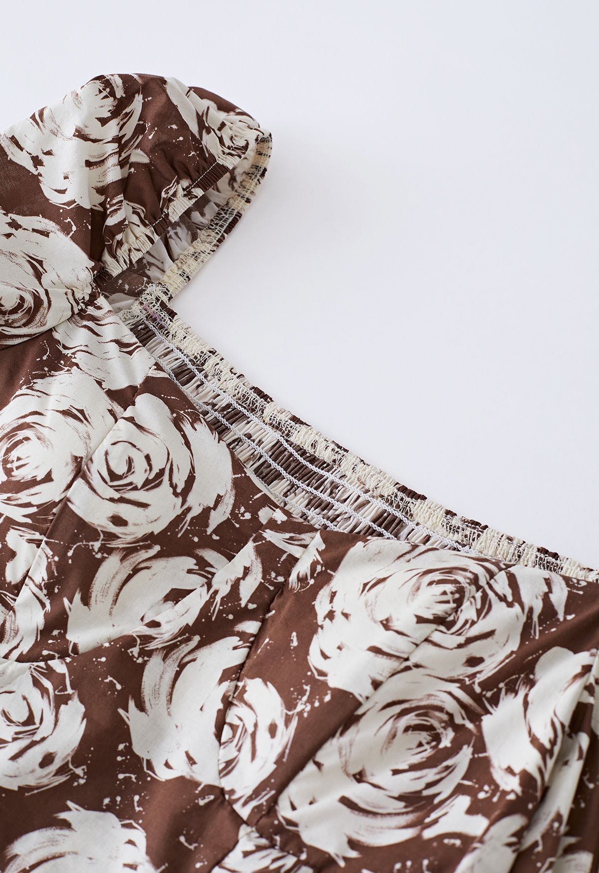 Vintage Rose Sweetheart Crop Top in Brown