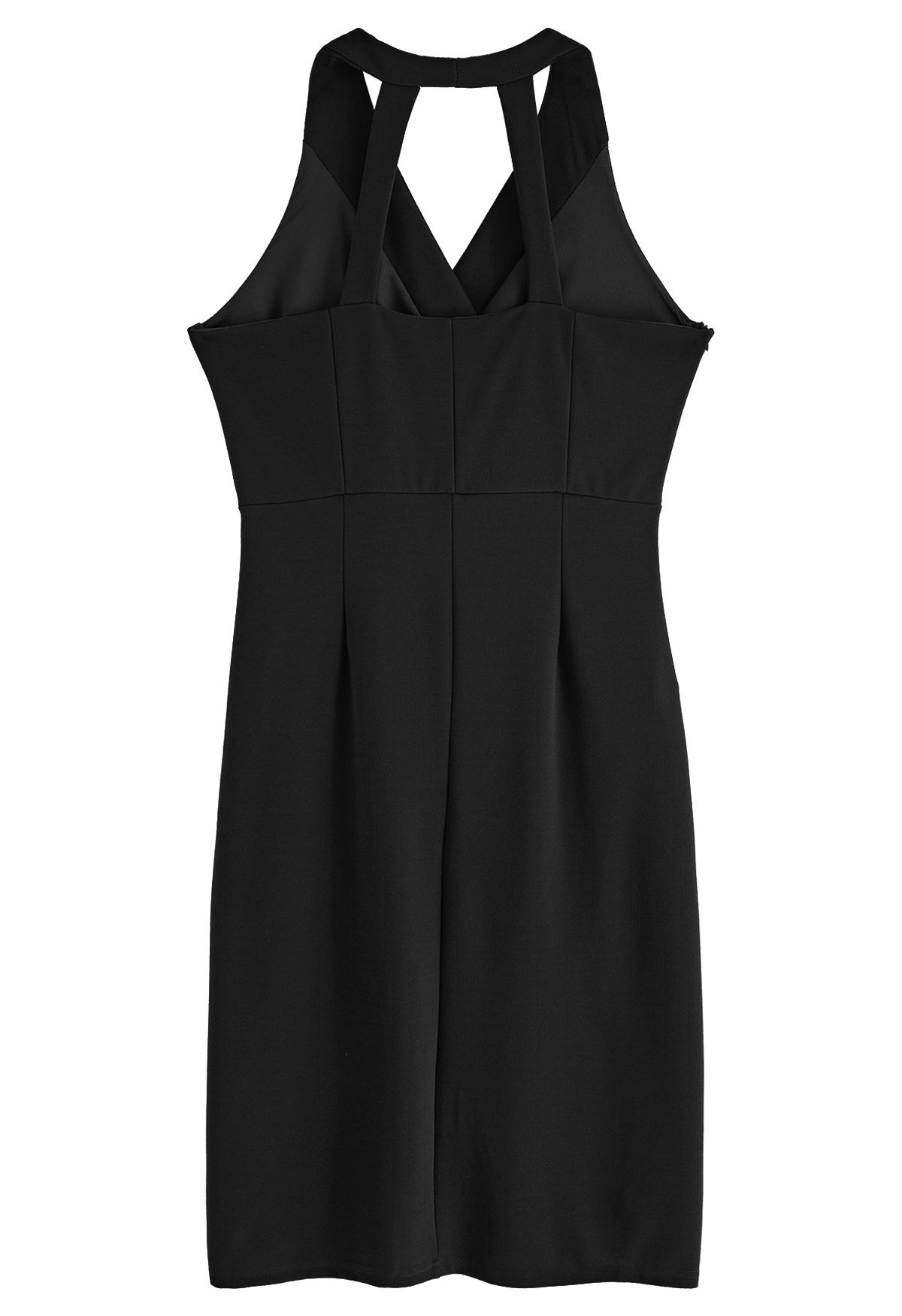 Tulip Hem Ruched Wrap Dress in Black