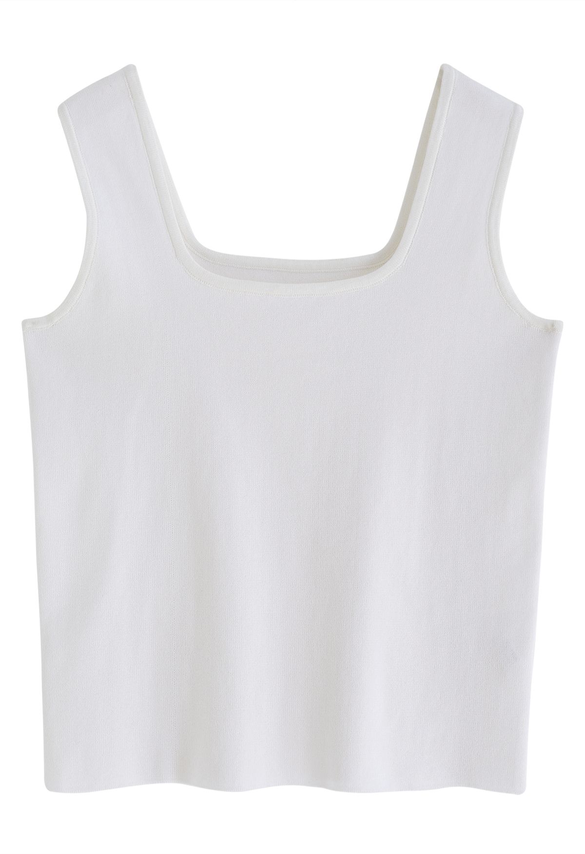 Chic Square Neck Knit Tank Top in White