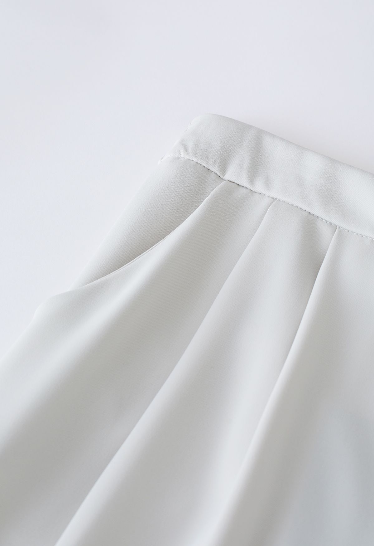 Drawstring Waist Pleated Detailing Pants in Ivory