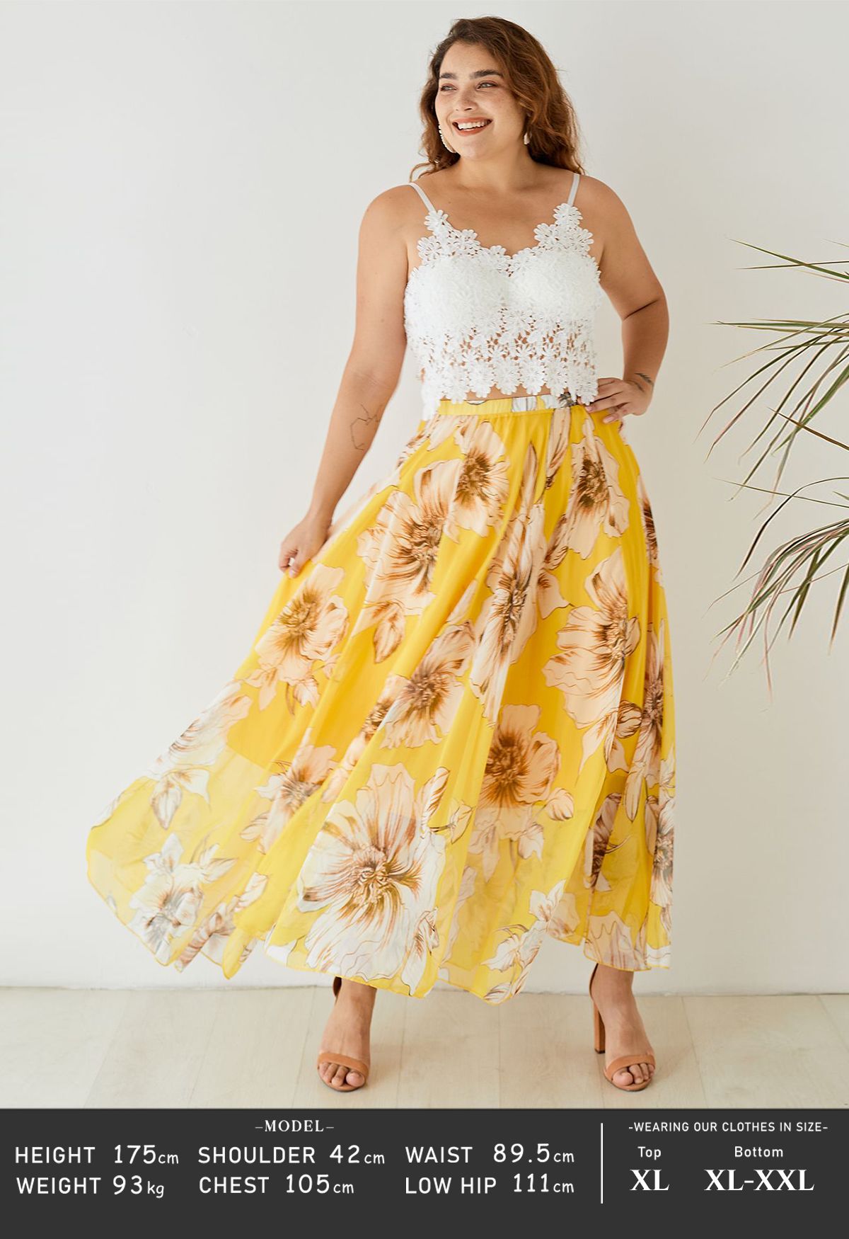 Falda larga Marvellous floral en amarillo