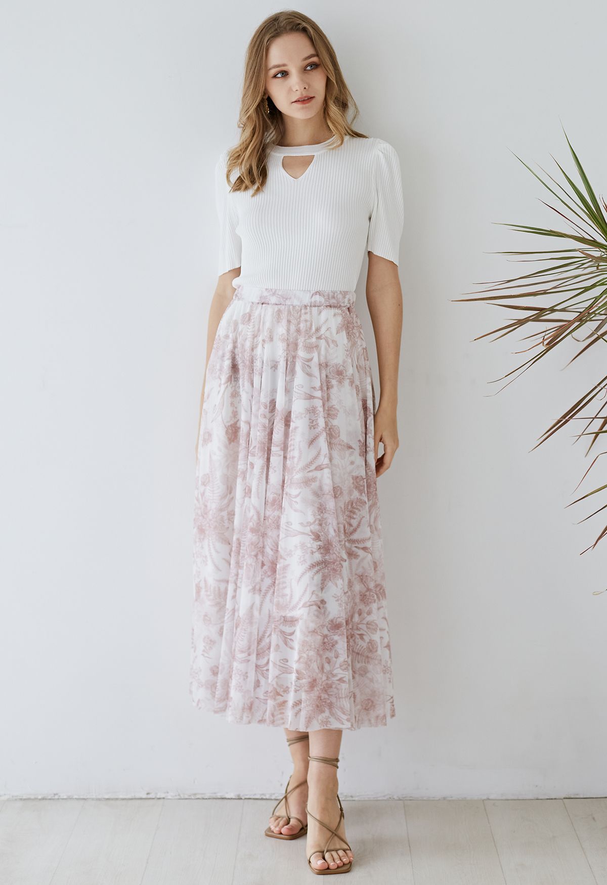 Tranquil Garden Tulle Maxi Skirt in Rust Red