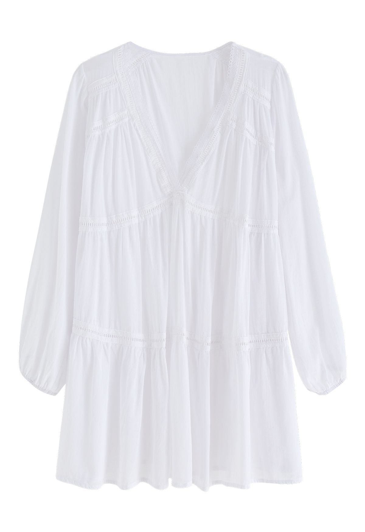 Lithe Plunging Cotton Tunic in White