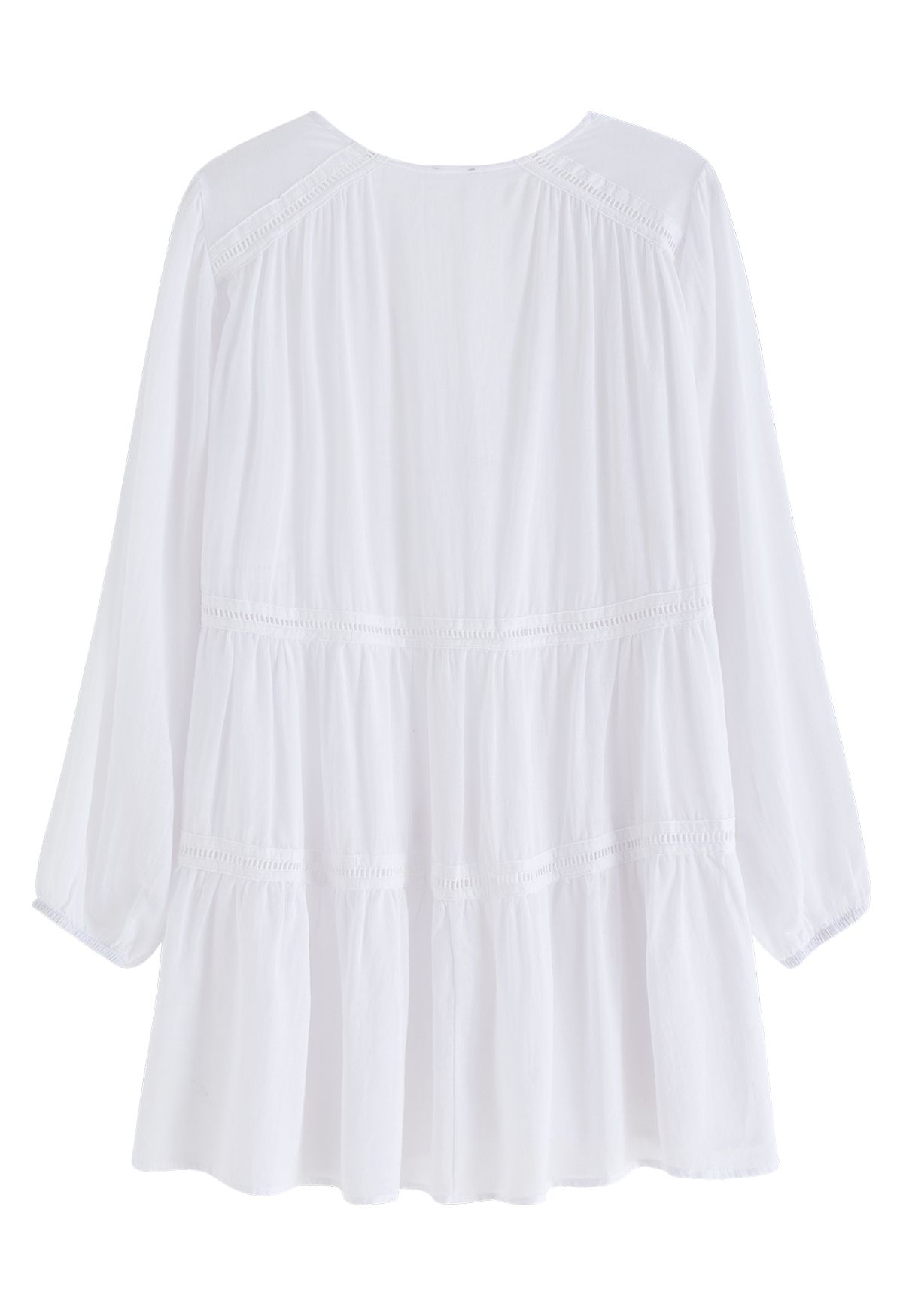 Lithe Plunging Cotton Tunic in White