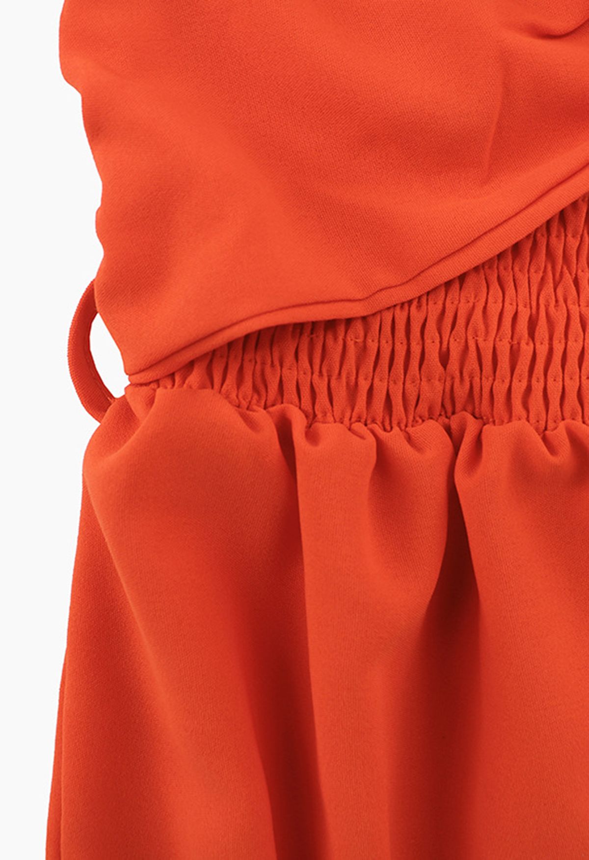 Twist Cutout Shirred Cami Maxi Dress in Orange