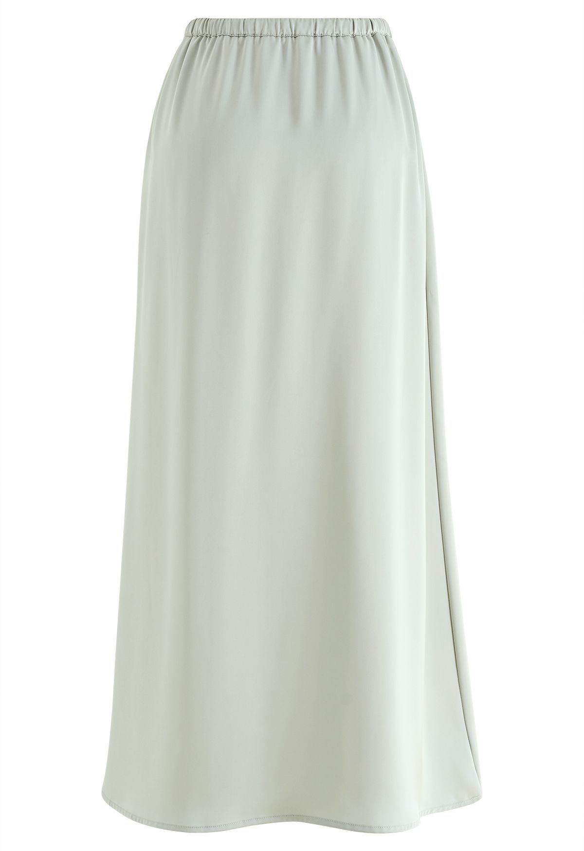 Elastic Drawstring Waist Satin Maxi Skirt in Mint