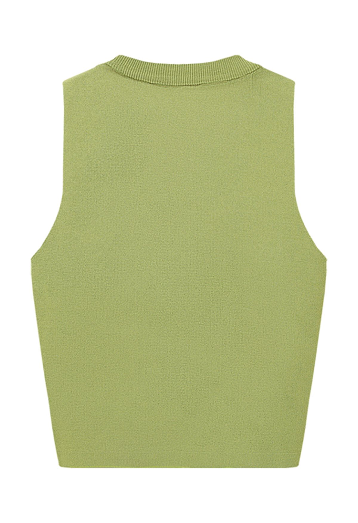 Pearly Neckline Knit Tank Top in Green