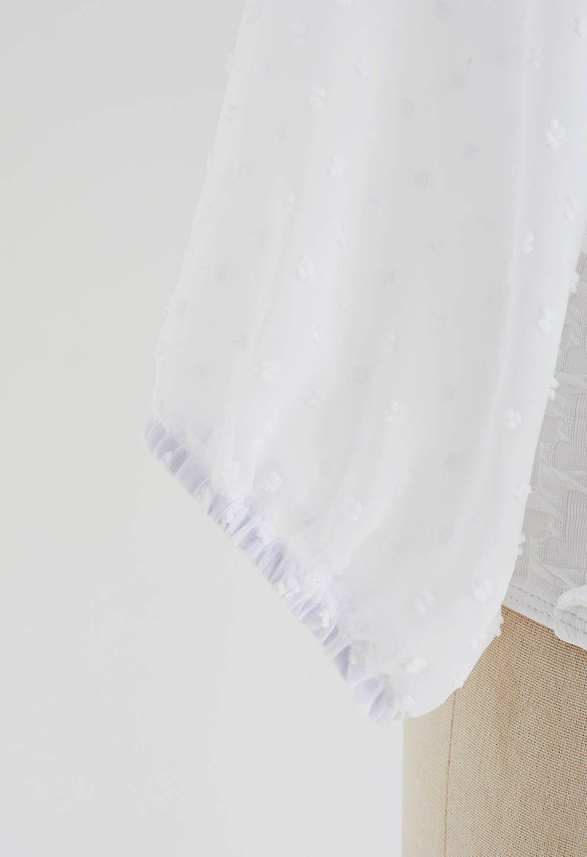Pure White Semi-Sheer Sleeve Bikini Set