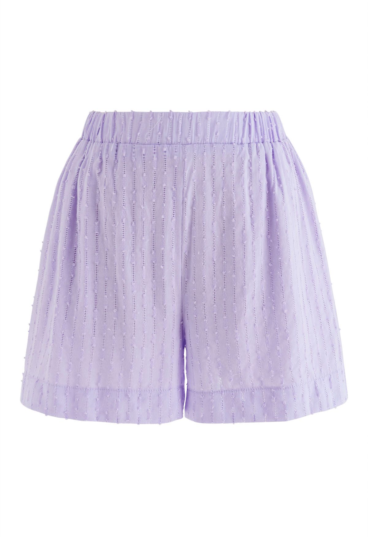 Laid Back Eyelet Oversized Shirt and Shorts Set in Lilac