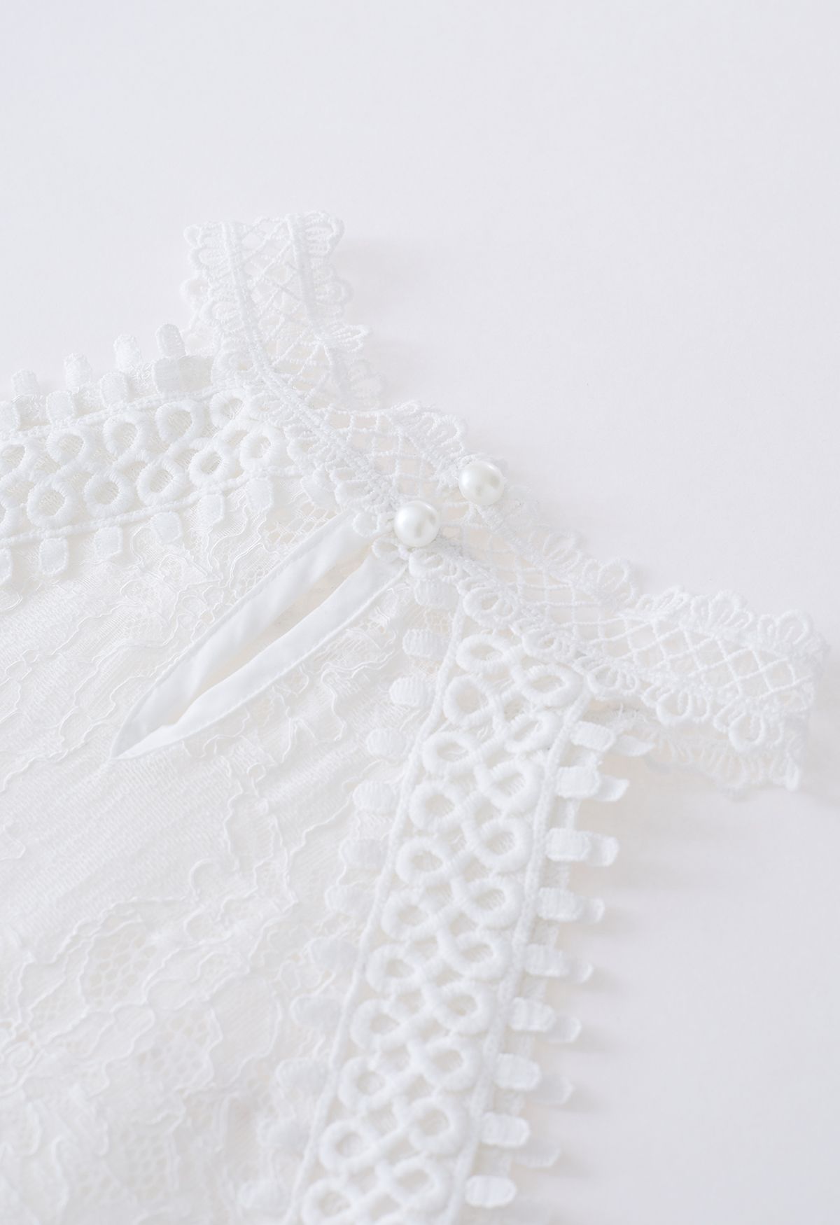 Floral Lace Cutwork Halterneck Top in White