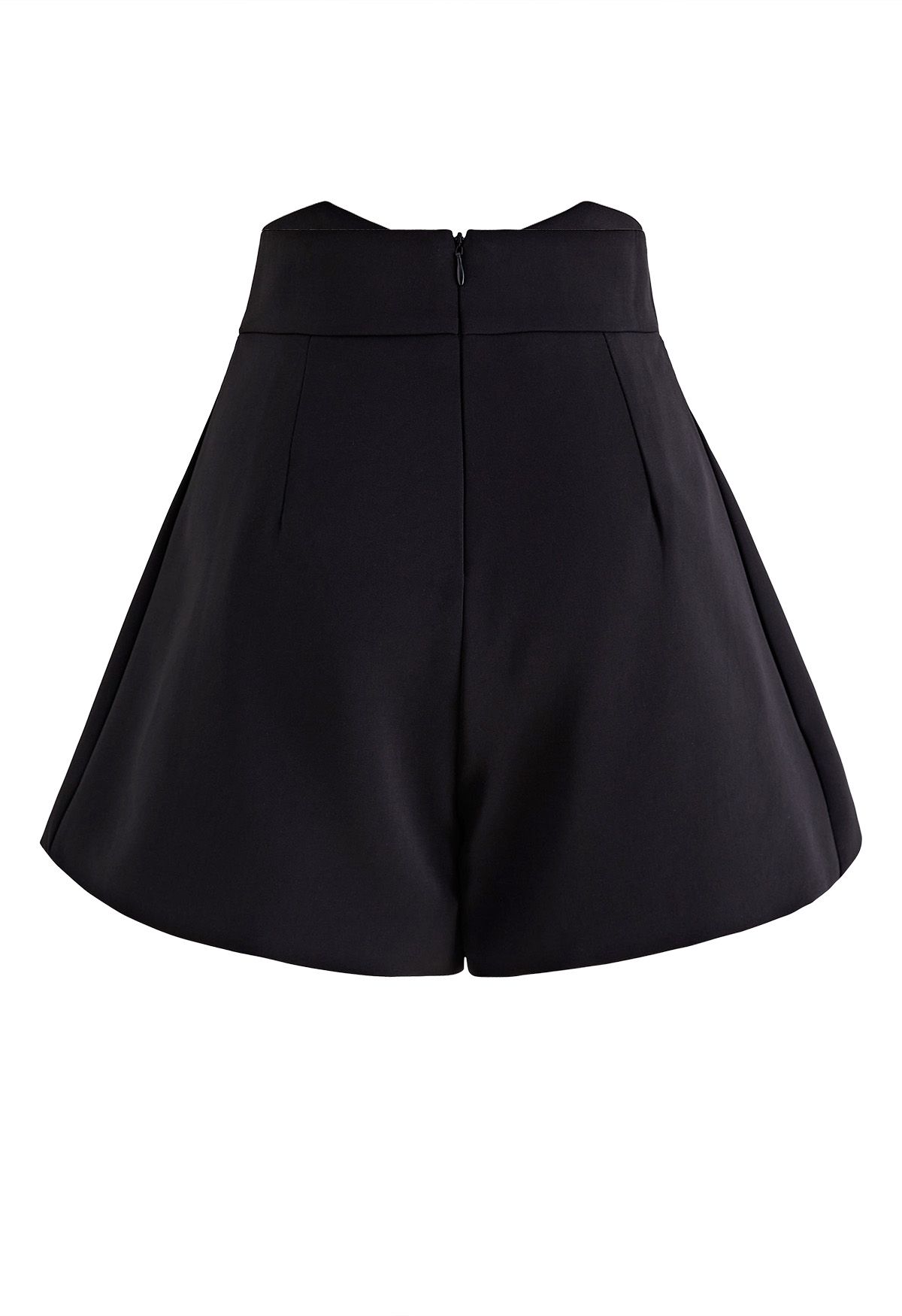 Golden Button High Waist Shorts in Black