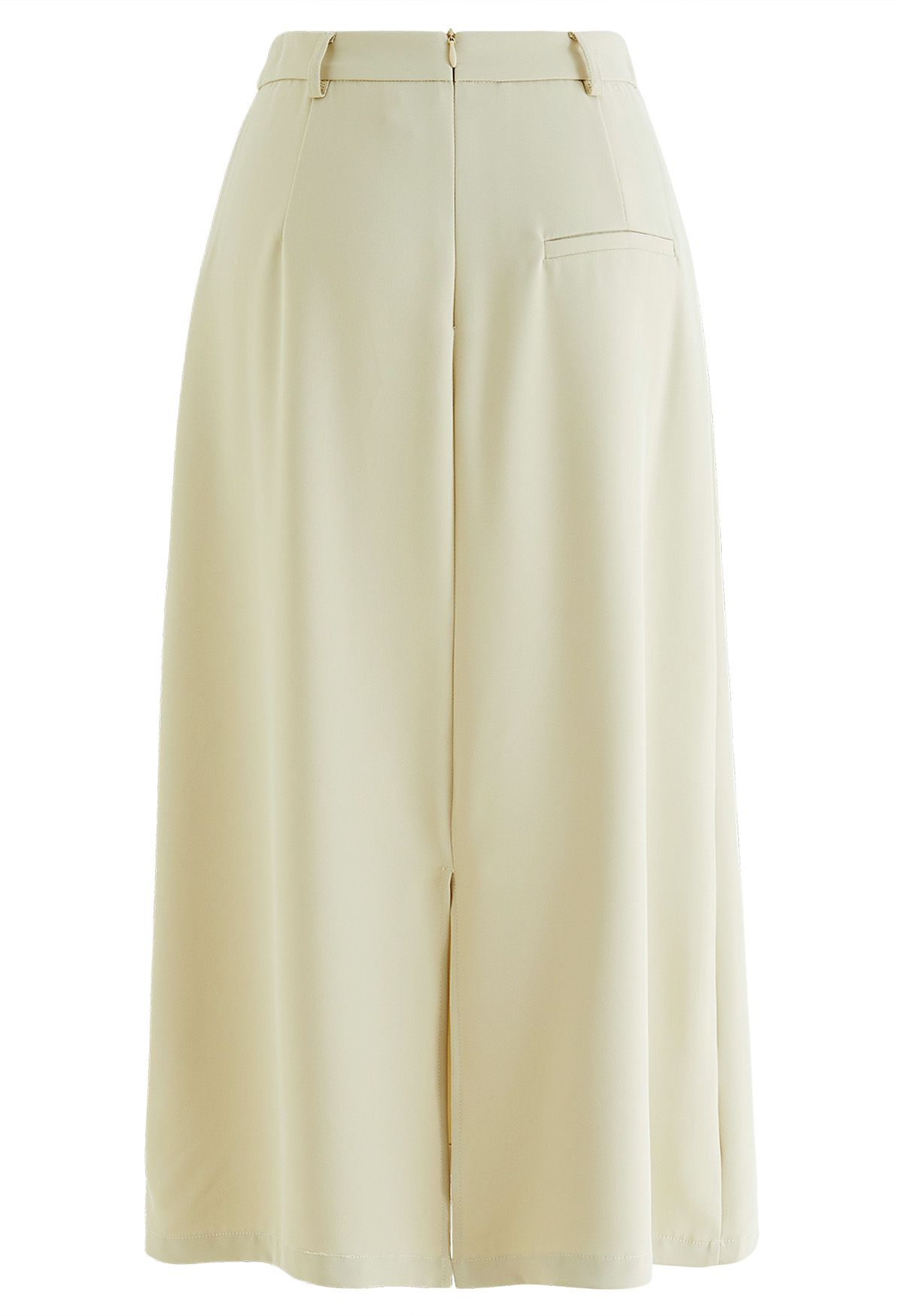 Irregular Hem Seam Detailing Midi Skirt in Lime