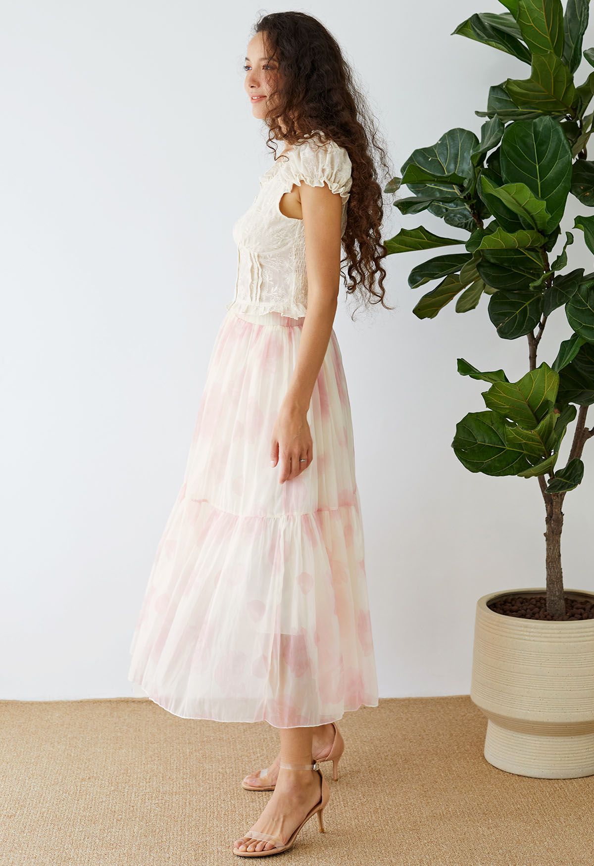 Can't Let Go Sheer Maxi Skirt in Pink Rose