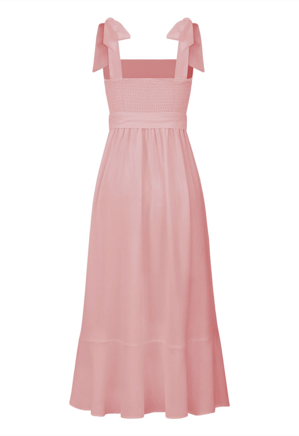 Ruffle Hem Tie-Shoulder Cami Dress in Pink