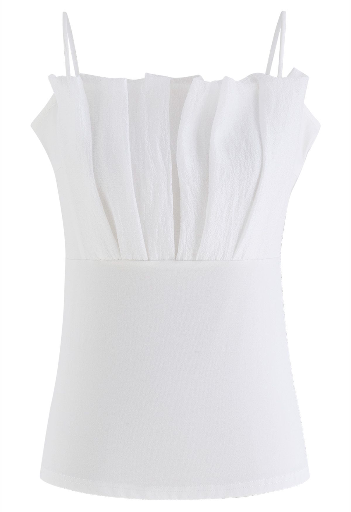 Pleated Front Cami Top in White