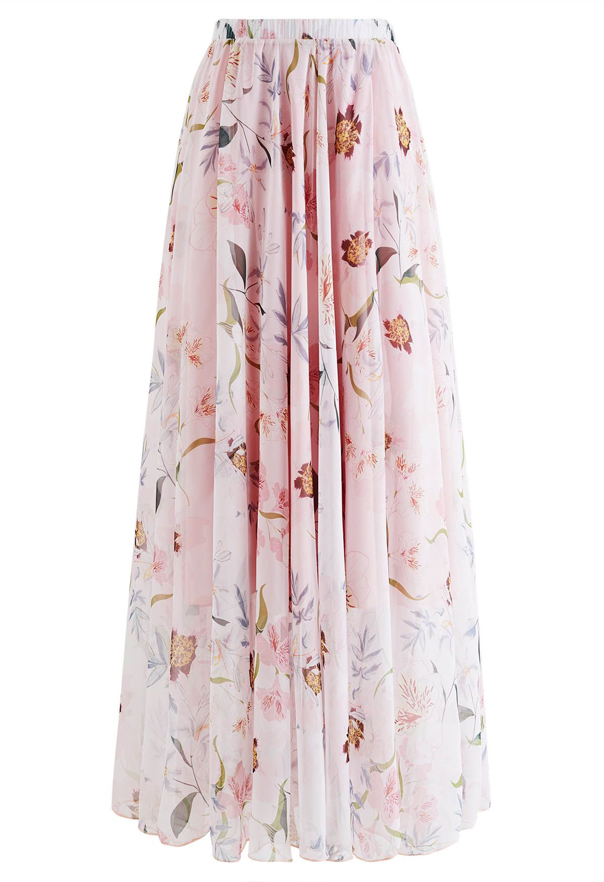 Blushing Blooms Chiffon Maxi Skirt