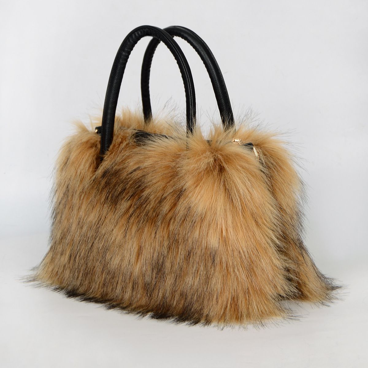 Fluffy Faux Fur Handbag in Caramel