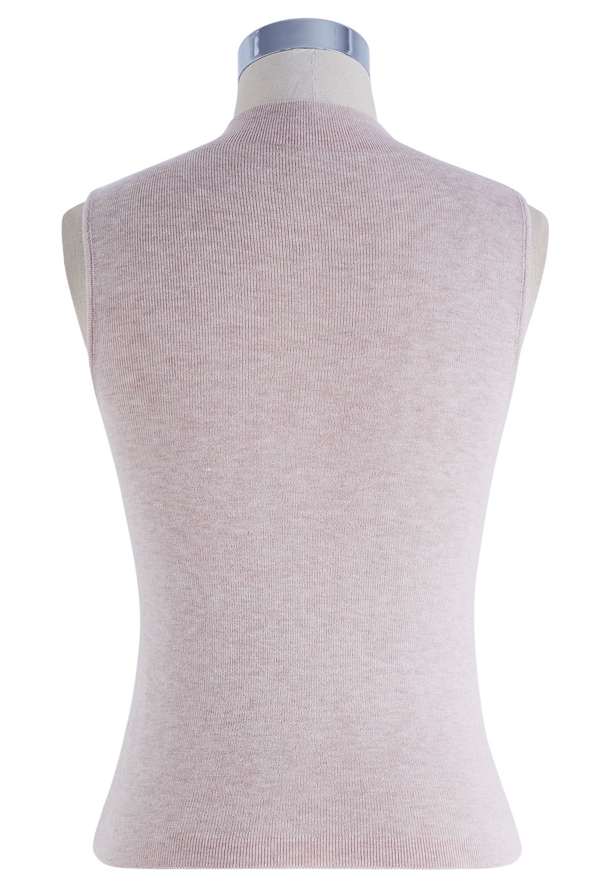 Mock Neck Wool-Blend Sleeveless Top in Blush