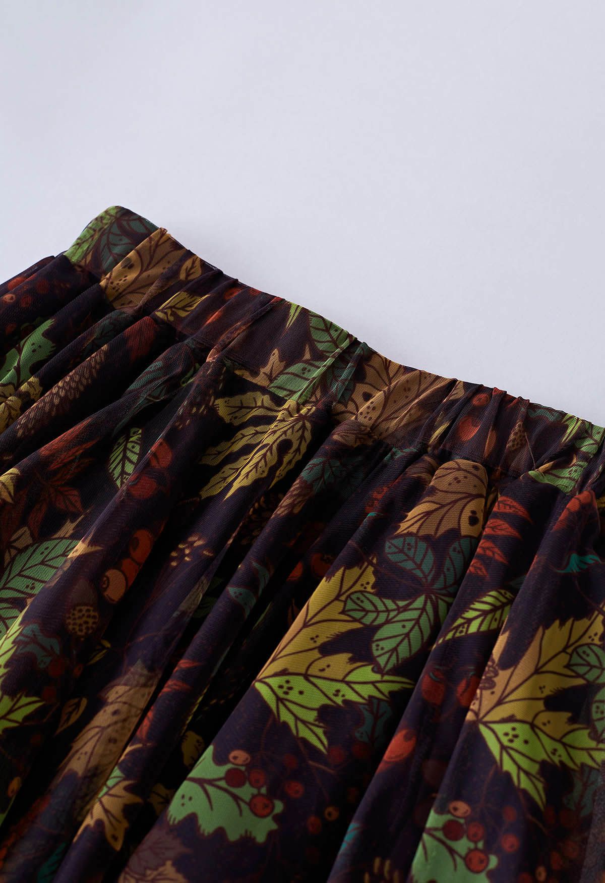 Fall-Inspired Mesh Tulle Midi Skirt