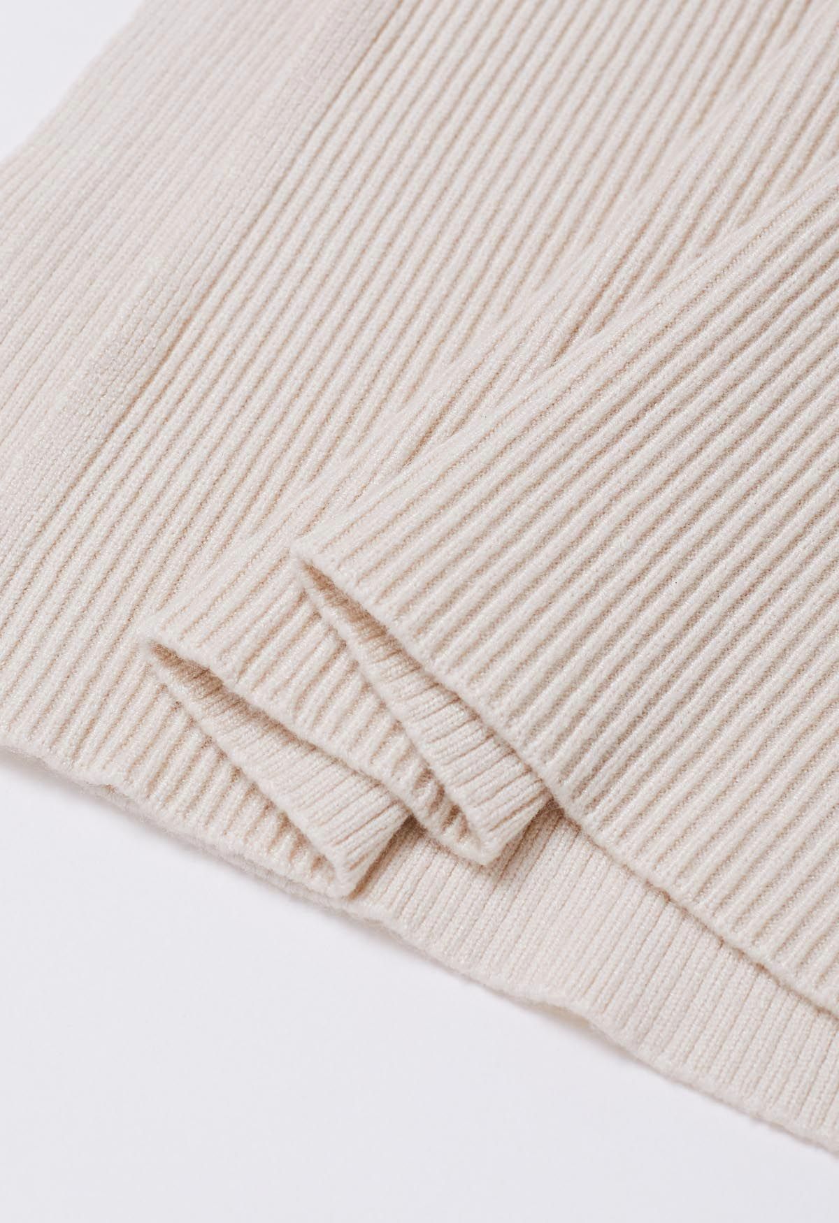 Seam Line Soft Knit Pants in Oatmeal