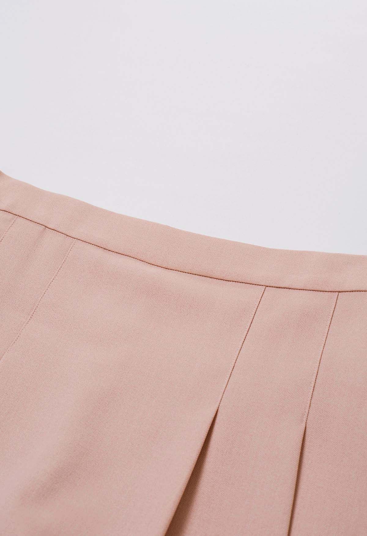 Graceful Pleated Mini Skorts in Pink