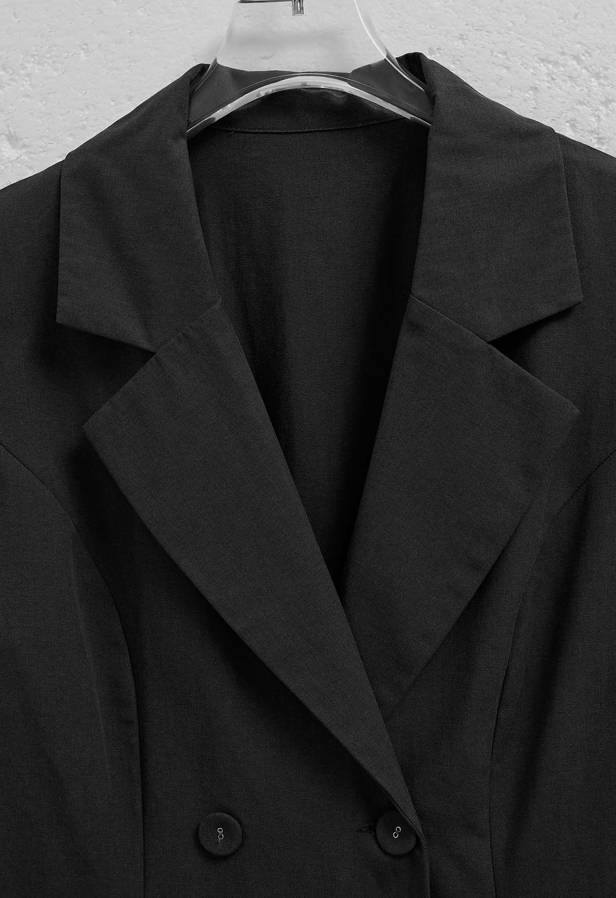 Fake Collar Notch Lapel Blazer Dress in Black