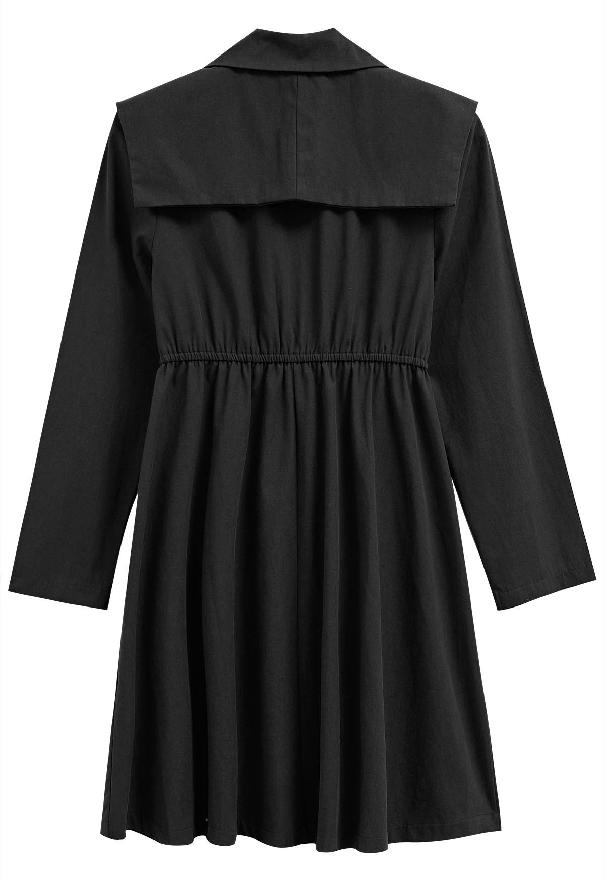 Fake Collar Notch Lapel Blazer Dress in Black