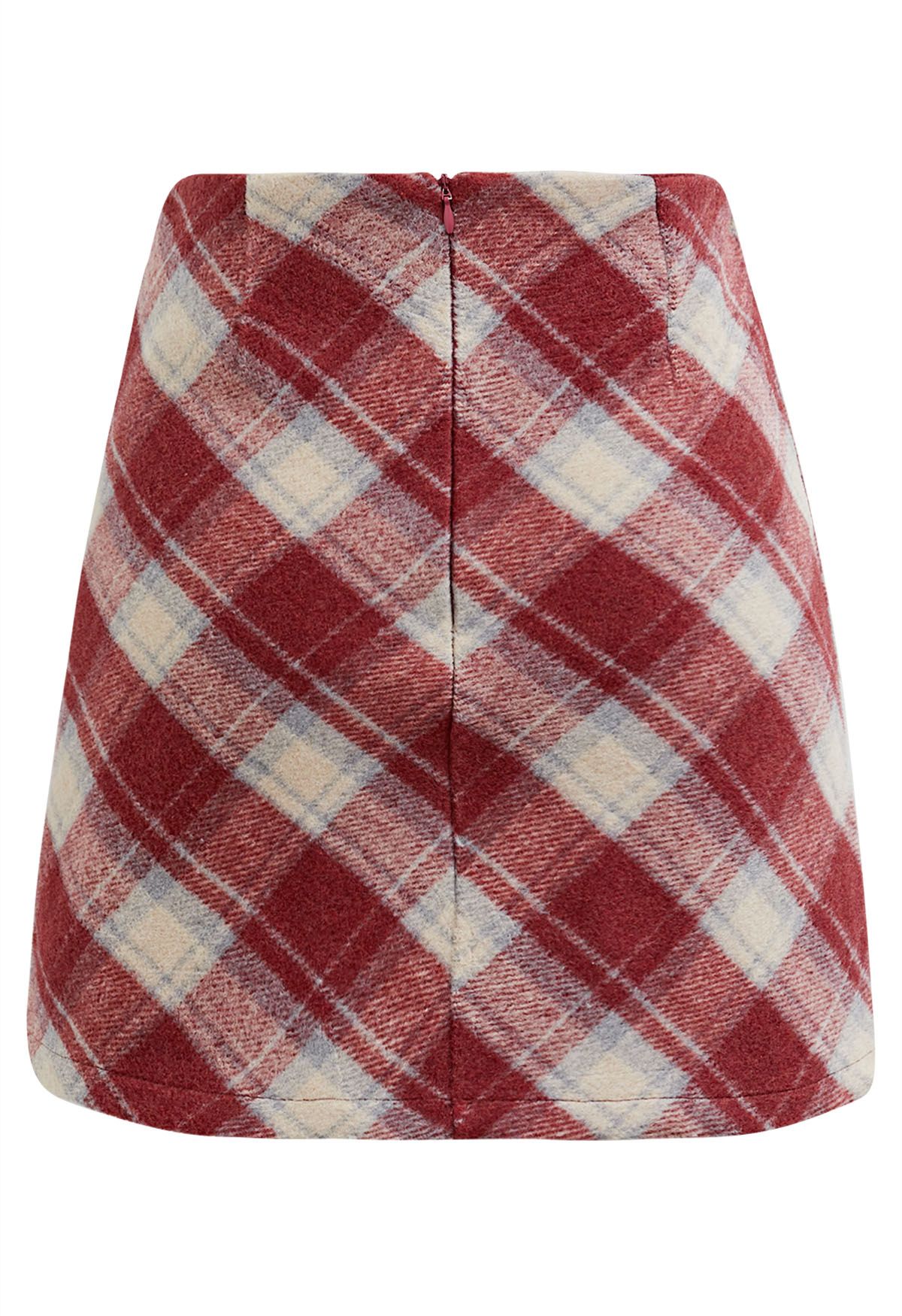 Iconic Plaid Pattern Mini Bud Skirt in Red