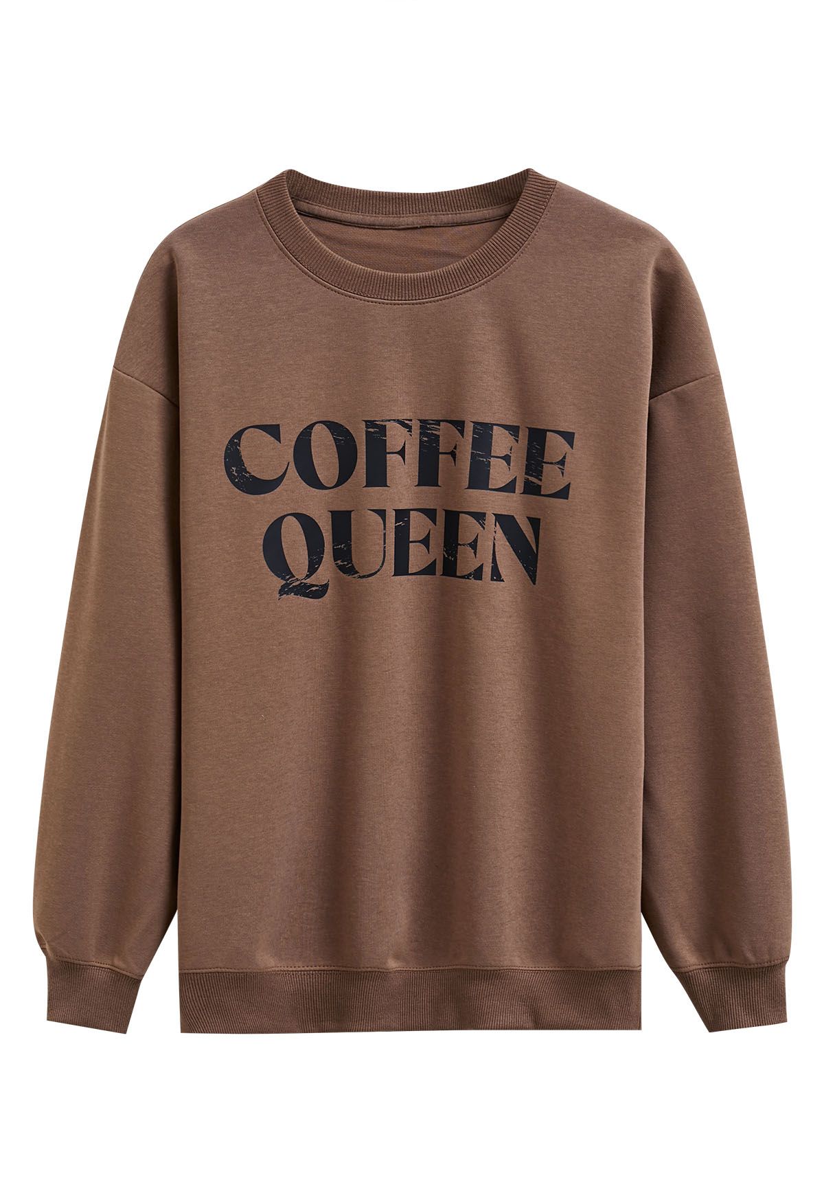 Coffee Queen Printed Sweatshirt in Brown
