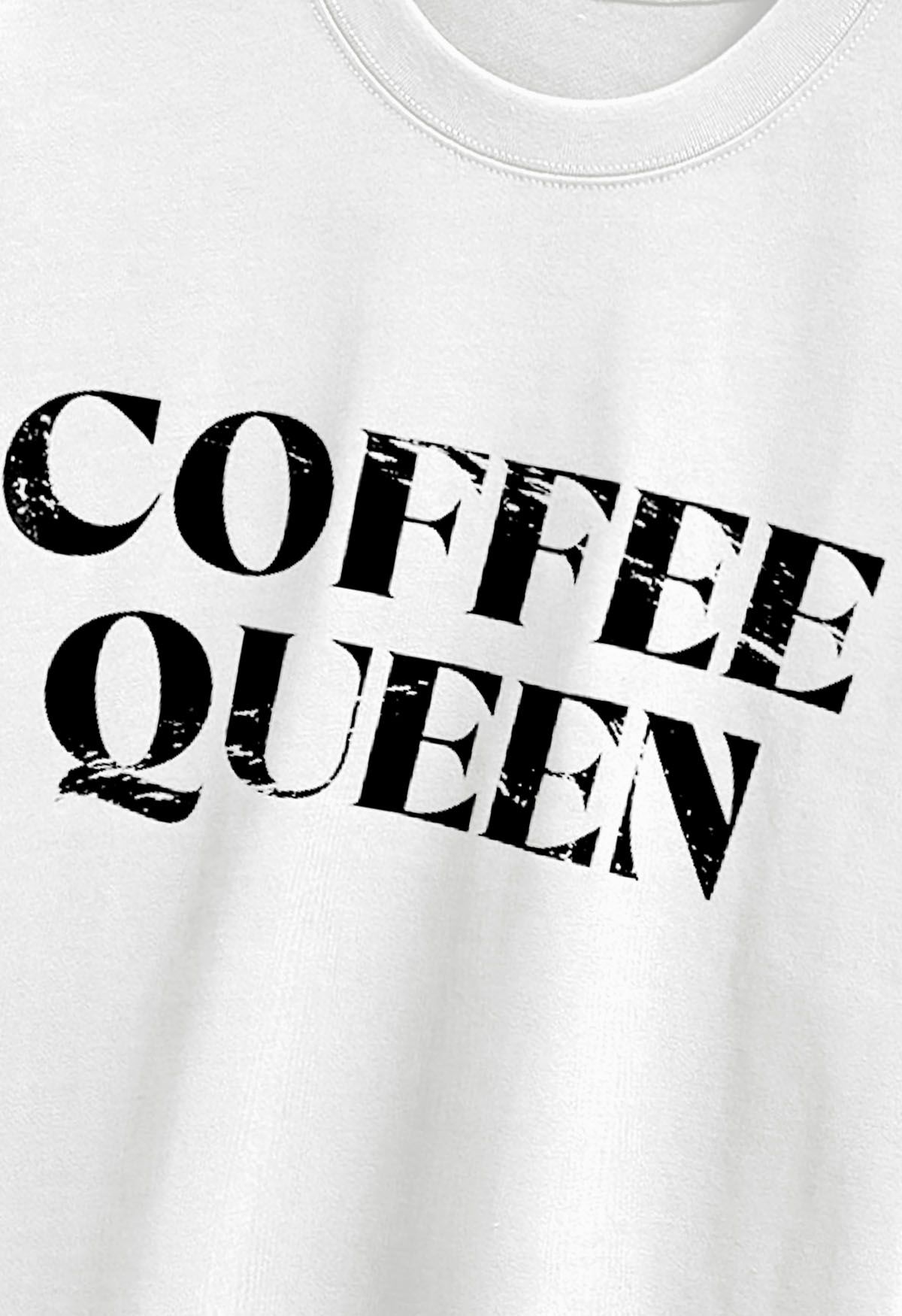 Coffee Queen Printed Cotton T-Shirt in White