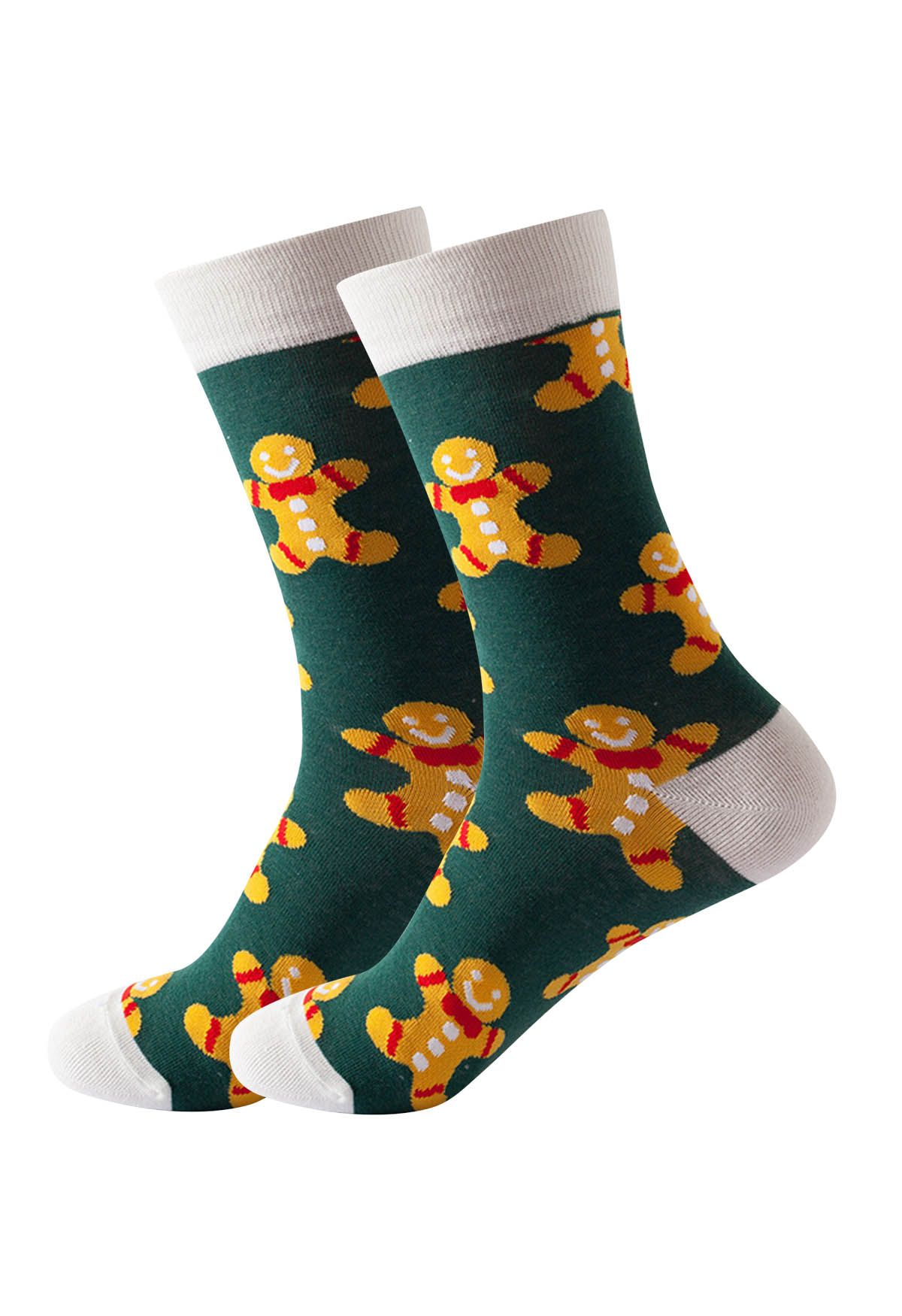 Christmas Vibe Jacquard Crew Socks in Emerald