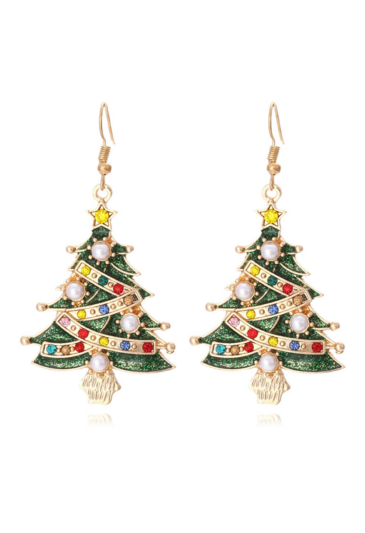Glamorous Christmas Tree Oil Spill Earrings