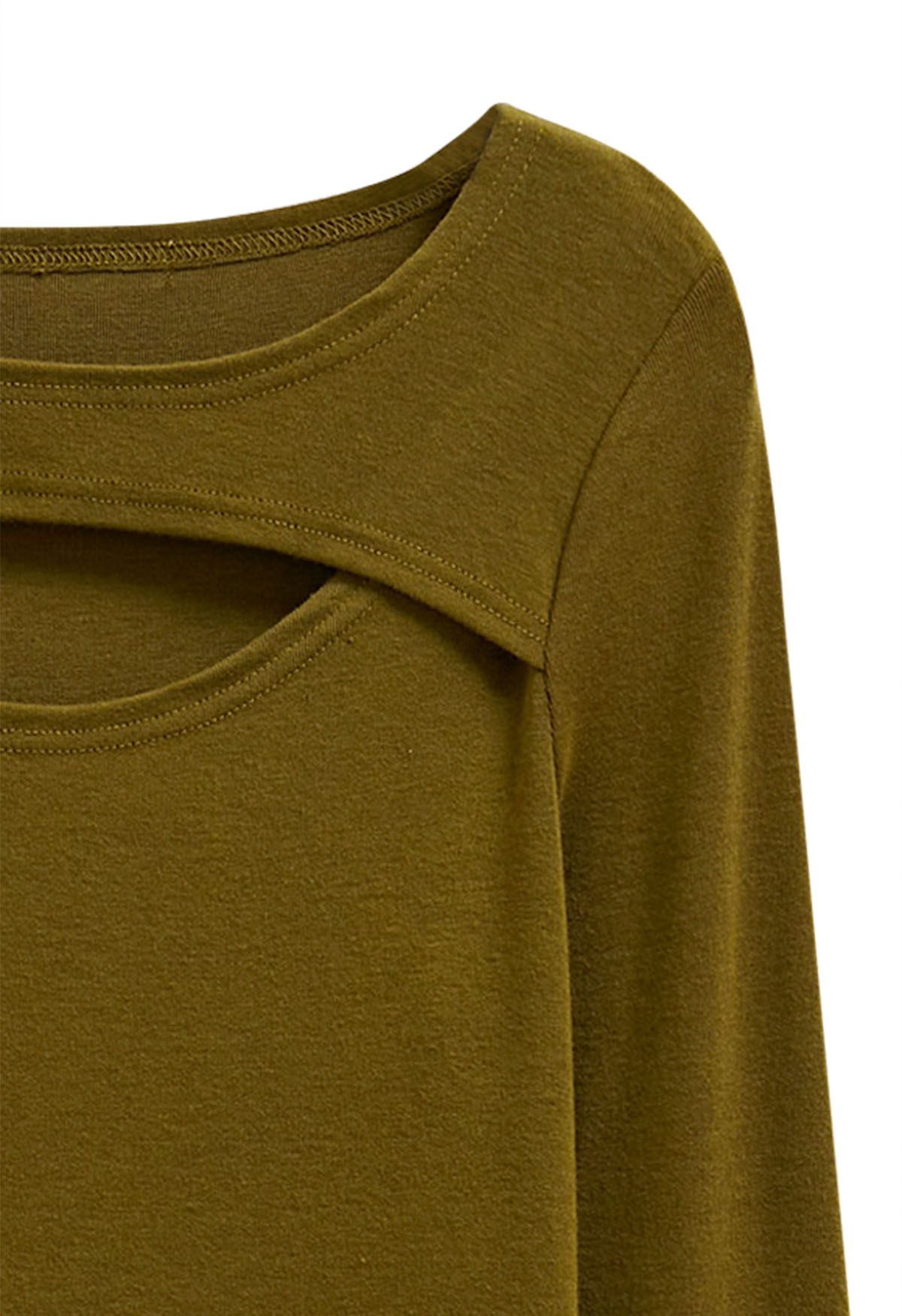 Extra Soft Cutout Neckline Top in Moss Green