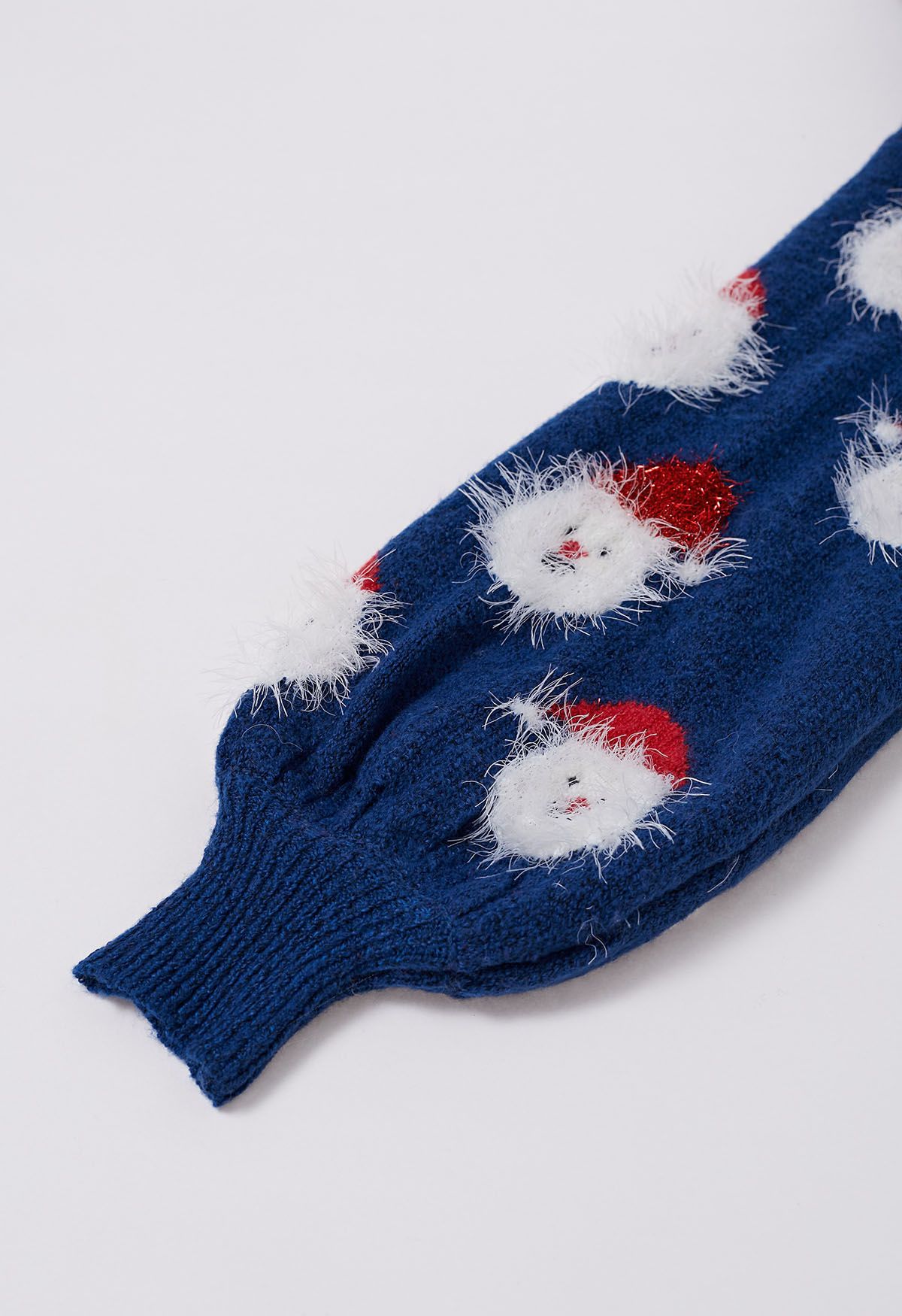 Fuzzy Santa Claus Knit Top in Indigo